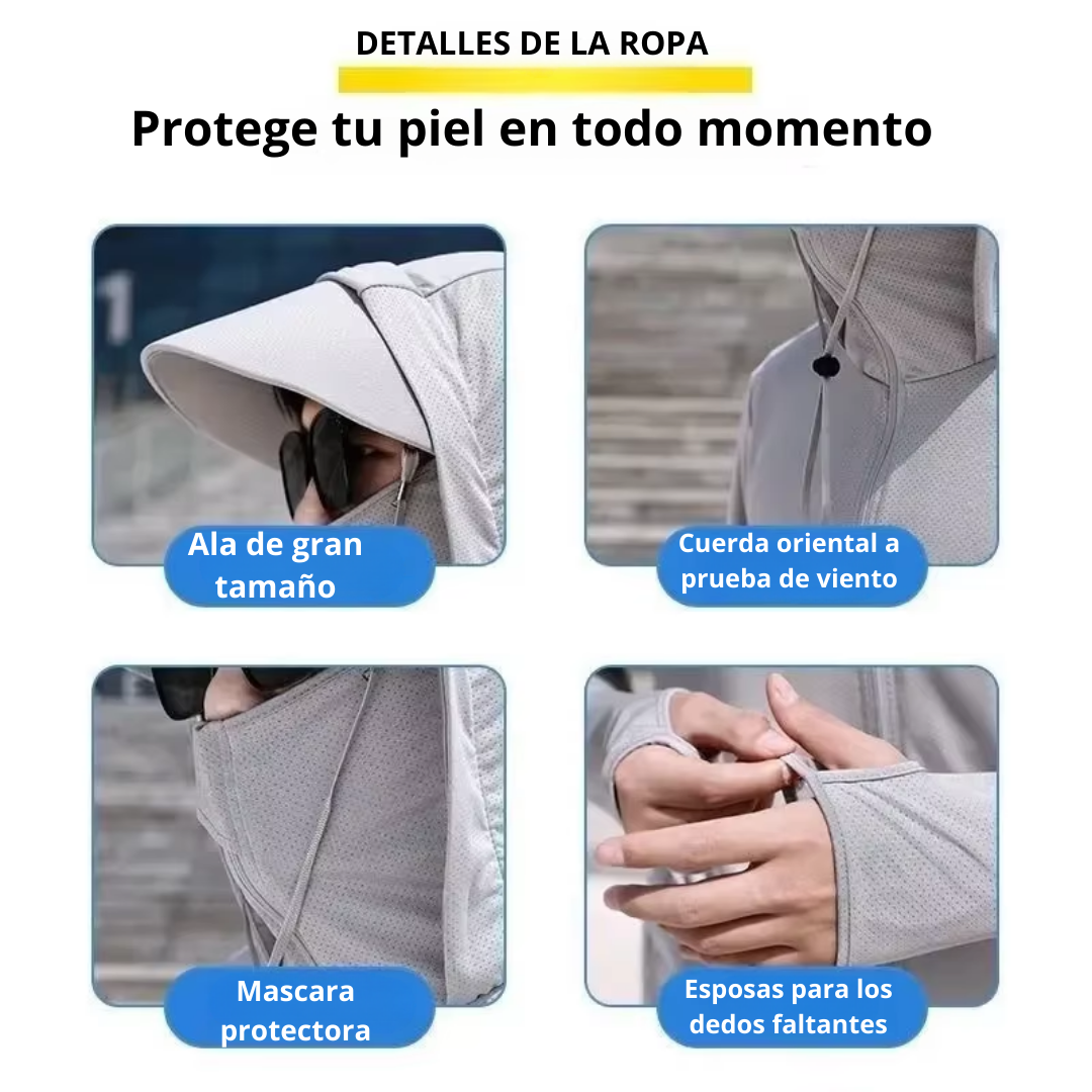 Traje de protección solar transpirable, resistente a los rayos UV, ideal para el Verano